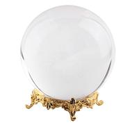 KOSDFOGE 100mm K9 Crystal Clear Photography Prop Decoration Art Decor Crystal Ball (Gold metal base)