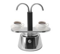 KOSDFOGE Cafetière à Expresso Pour Cuisinière, 2 Tasses En Acier Inoxydable 100ML Moka Pot Double Tête En Acier Inoxydable Moka Cafetière Italienne Diy Conduit Cafetière