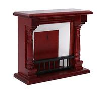 KOSDFOGE Dollhouse Decoration Furniture Rose Wood Mini Fireplace Exquisite 1/12 Scale Dollhouse Toy Rose Wood Mini Fireplace