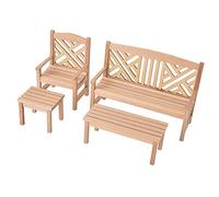 KOSDFOGE Dollhouse Table and Chairs Stool Miniature Furniture Set Strong Structure Wooden Material Safe for Children 1:12 Scale Interior Model