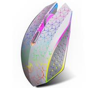 KOSDFOGE Dual Mode Wireless Mice Quiet Computer Mice 7 Color Backlight Portable Universal for Laptop PC Tablet (White)