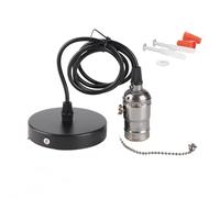 KOSDFOGE E26 Vintage Pendant Light Holder with Pull Chain Switch Lamp Base Ceiling Mounted for Kitchen Bedroom (Noir)