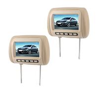 KOSDFOGE Lecteur D'Appui Tête de Voiture, Double Écran D'Appui Tête 2pcs 7 Pouces Contrôle sans Fil Appui Tête Réglable Lecteur Vidéo LCD MP5 Affichage Marron