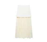 KOSFESFJHD Robe Femme Étudiante Nouée Taille Fente Longue Jupe pour Femmes-Beige-M
