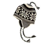 KOSHI Bonnet tricoté à la Main en Laine Sherpa avec Doublure en Micro Polaire, Cache-Oreilles, Bonnet - Noir - Taille Unique