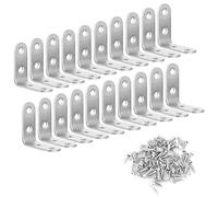 KOSHIFU 20PCS Équerre de Fixation, 40x40mm Inox Équerre Angle 90 Degrés en Acier Inoxydable en Forme de L Équerre de Coin avec 80Vis Équerre Étagère pour Fixation et Réparation de Meubles(Argent)
