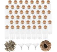 KOSHIFU 48PCS Fiole en Verre,Petite Bouteille en Verre Contenant Dragées Verre Mini Bouteille Verre avec Bouchon en Liège pour DIY Décoration Cadeau Mariage Accessoires de Rangement