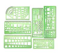 KOSHIFU 6pcs Modèles de Mesure en Plastique Pochoirs Géometriques Règles de Dessin Gabarits de Mesure pour Bureau Ecole Construction