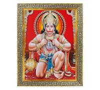 Koshtak Hanuman/bajrangbali ji déchirant sa poitrine montrant shri ram et sita maa cadre photo avec verre incassable pour suspension murale/cadeau/temple/puja/décoration d'intérieur et culte
