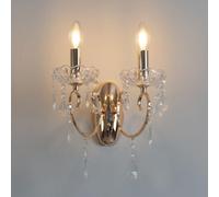KOSILUM - Applique 2 bras cristal baroque pampilles or rose - Pavia - Lumière Blanc Chaud Eclairage Salon Chambre Cuisine Couloir - 2 x 40W - - E14 - IP20