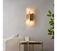 KOSILUM - Applique chic métal doré et albâtre blanc - Enola - Lumière Blanc Chaud Eclairage Salon Chambre Cuisine Couloir - - - E14 - IP20