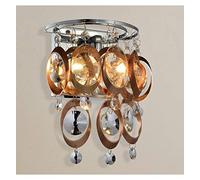 KOSILUM - Applique chromée avec cristaux et pendentifs cuivrés - Cardiff - Lumière Blanc Chaud Eclairage Salon Chambre Cuisine Couloir - 1 x 40W - - G9 - IP20