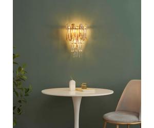 KOSILUM - Applique dorée cristal prestige cascade de pampille - Elemia - Lumière Blanc Chaud Eclairage Salon Chambre Cuisine Couloir - - - E14 - IP20