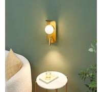 KOSILUM - Applique dorée glamour avec interrupteur liseuse et boule en verre - Matalia - Lumière Blanc Chaud Eclairage Salon Chambre Cuisine Couloir - LED 5W + 1 x G9 max 5W - 736 lm - G9 + LED - IP2