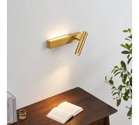 KOSILUM - Applique laiton tête de lit liseuse droite - Lodvi - Lumière Blanc Chaud Eclairage Salon Chambre Cuisine Couloir - 10W+5W - 1718 lm - LED intégrée - IP20