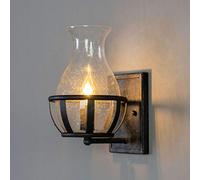 KOSILUM - Applique Murale Noire avec Vase en Verre - Elerina - Lumière Blanc Chaud Eclairage Salon Chambre Cuisine Couloir - - - E14 - IP20