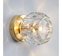 KOSILUM - Applique ou petit plafonnier métal doré et verre transparent - Vilamo - Lumière Blanc Chaud Eclairage Salon Chambre Cuisine Couloir - 1 x max 28W - - G9 - IP20