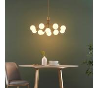 KOSILUM - Grand lustre élégant laiton à 12 boules - Audrey - Lumière Blanc Chaud Eclairage Salon Chambre Cuisine Couloir - - - G9 - IP20