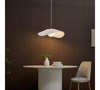 KOSILUM - Grande suspension aérienne courbée en métal et textile blanc - Odalia - Lumière Blanc Chaud Eclairage Salon Chambre Cuisine Couloir - 1 x max 25W - - G9 - IP20