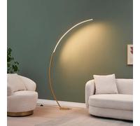 KOSILUM - Lampadaire courbé LED dimmable laiton mat 184 cm - Thalia - Lumière Blanc Chaud Eclairage Salon Chambre Cuisine Couloir - 16W - 1495 lm - LED intégrée - IP20