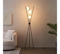 KOSILUM - Lampadaire trépied noir boules blanches - Phoebe - Lumière Blanc Chaud Eclairage Salon Chambre Cuisine Couloir - - - G9 - IP20