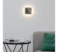 KOSILUM - Liseuse carrée argentée double lumière LED multifonctionnelle - Bilbao - Lumière Blanc Chaud Eclairage Salon Chambre Cuisine Couloir - 3W + 6W - 500 lm + 180 lm - LED intégrée - IP20
