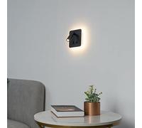 KOSILUM - Liseuse carrée noire double lumière LED multifonctionnelle - Bilbao - Lumière Blanc Chaud Eclairage Salon Chambre Cuisine Couloir - 3W + 6W - 500 lm + 180 lm - LED intégrée - IP20