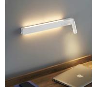 KOSILUM - Longue applique murale blanche avec liseuse - Stanli - Lumière Blanc Chaud Eclairage Salon Chambre Cuisine Couloir - 3W + 6W - 1116 lm - LED intégrée - IP20