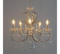 KOSILUM - Lustre cristal or rose - Pavia - Lumière Blanc Chaud Eclairage Salon Chambre Cuisine Couloir - 5 x 40W - - E14 - IP20