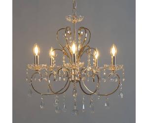 KOSILUM - Lustre cristal or rose - Pavia - Lumière Blanc Chaud Eclairage Salon Chambre Cuisine Couloir - 5 x 40W - - E14 - IP20