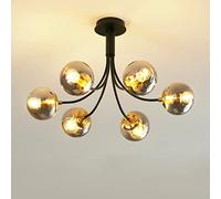 KOSILUM - Plafonnier chic noir boules en verre - Ciara - Lumière Blanc Chaud Eclairage Salon Chambre Cuisine Couloir - 6 x max 25W - - E27 - IP20