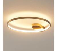KOSILUM - Plafonnier design cercle doré 50 cm - Evelia - Lumière Blanc Chaud Eclairage Salon Chambre Cuisine Couloir - 20W - 3400 lm - LED intégrée - IP20