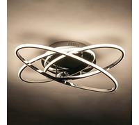KOSILUM - Plafonnier design LED dimmable chrome - Paciano - Lumière Blanc Chaud Eclairage Salon Chambre Cuisine Couloir - 40W - 4000 lm - LED intégrée - IP20