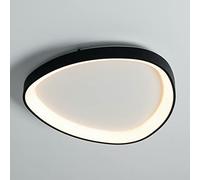 KOSILUM - Plafonnier design ovale cercle noir LED dimmable 42 cm - Mesiano - Lumière Blanc Chaud Eclairage Salon Chambre Cuisine Couloir - 32W - 4138 lm - LED intégrée - IP20