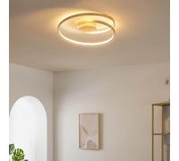 KOSILUM - Plafonnier doré double boucle LED - Millenium - Lumière Blanc Chaud Eclairage Salon Chambre Cuisine Couloir - 30W - 1800 lm - LED intégrée - IP20
