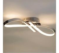KOSILUM - Plafonnier LED design ruban infini chrome - Acht - Lumière Blanc Chaud Eclairage Salon Chambre Cuisine Couloir - 15W - 1200 lm - LED intégrée - IP20
