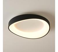 KOSILUM - Plafonnier rond noir discret LED compatible avec variateur - Belina - Lumière Blanc Chaud Eclairage Salon Chambre Cuisine Couloir - 21W - 2712 lm - LED intégrée - IP20