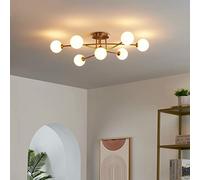 KOSILUM - Plafonnier tendance métal et verre blanc - Estrela - Lumière Blanc Chaud Eclairage Salon Chambre Cuisine Couloir - 7 x max 5W - - G9 - IP20