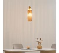 KOSILUM - Suspension dorée verre ambré et cannelé - Leonora - Lumière Blanc Chaud Eclairage Salon Chambre Cuisine Couloir - 1 x max 40W - - E14 - IP20