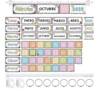Kosiz Lot de 64 carnets de composition pastel - Calendrier espagnol pour salle de alendrier de rentrée scolaire - Tableau d'affichage espagnol - Calendrier espagnol à rabat avec support pour