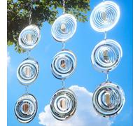 KOSLEOW 3 Pcs Carillons Éoliens en Acier Inoxydable, 3D Rond effaroucheur Oiseaux Exterieur, Moulin à Vent Jardin Extérieur, Décoratif pour Balcon Jardin