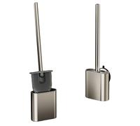 KOSLEOW Brosse WC en Silicone avec Support, Nettoyage des Balai Toilettes Tête Plate Flexible, Installation Ventouses Mural ou au Sol, Accessoire de Salle de Bain Hygiénique et Durable