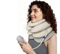 KOSLEOW Cervicale Gonflable, Collier Cervical Réglable avec Système de Support Menton, Dispositif de Traction Cervicale Décompressive pour Soulagement Douleur Cou et Nuque,Tissu Respirant