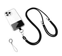 KOSLEOW Cordon Telephone Portable Universel pour Coque, Chaine de Téléphone Réglable 1.6m en Nylon pour Coque de Téléphone, Collier Portable Compatibles avec des Smartphones etc (Noir)