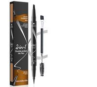KOSLEOW Crayon à Sourcils 2 en 1 Double Pointe, Kit Stylo Sourcil Waterproof Effet 3D, Maquillage Sourcils Longue Tenue, Brun Foncé, Inclus Pinceau pour Sourcils Naturels et Eye Liner