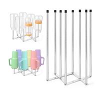 KOSLEOW Egouttoir à Bouteilles et Biberons, Support de Séchage en Acier Inoxydable, 8 Tiges avec Capuchons en Silicone, Base Pliable, Égouttoir Vaisselle et Porte Gourde
