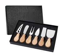KOSLEOW Ensemble de 6 Couteaux à Fromage avec Fourchette et Racloir, Couteaux à Fromage en Acier Inoxydable avec Manche en Bois for Coupe et collection, Cadeau Élégant pour Plateau à Fromage