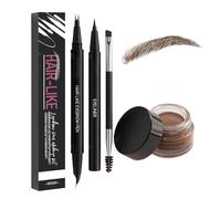 KOSLEOW Kit de Maquillage pour Sourcils, 3 en 1 Crayon Sourcil waterproof Avec Feutre Courbé,Cire à Sourcils Imperméable, Stylo Sourcil Effet Poil, Marron Foncé