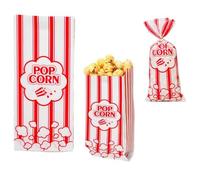 KOSLEOW Lot de 200 Sachets Pop Corn, 12.5x27.5cm Sacs à Popcorn Bags Imperméables et Résistants à l'Huile pour Machine à Popcorn, Fêtes, Cinéma, Anniversaire - Design Rayé Rouge Rétro par