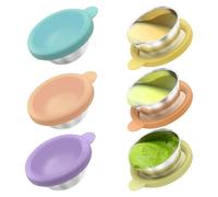 KOSLEOW Lot de 3 Mini Pots à Sauce en Acier Inoxydable 50ml avec Couvercles en Silicone, Récipients Hermétiques pour Vinaigrette, Confiture, Yaourt Parfaits pour Repas à Emporter, Pique nique, Écol